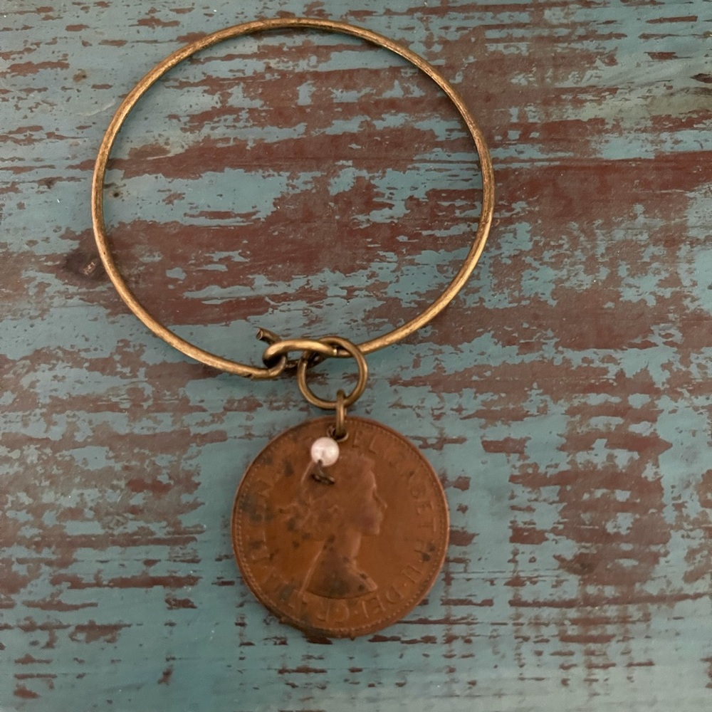 Vintage coin bracelet, bangle